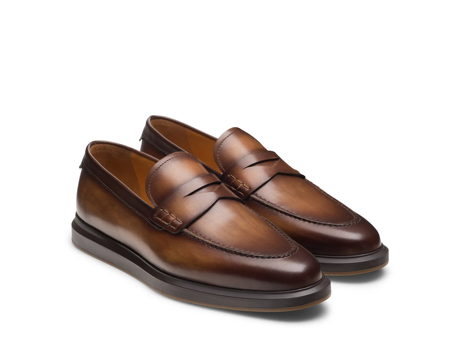 Apollo Brown Burnished Hybrid Penny Loafer - Caruso Last