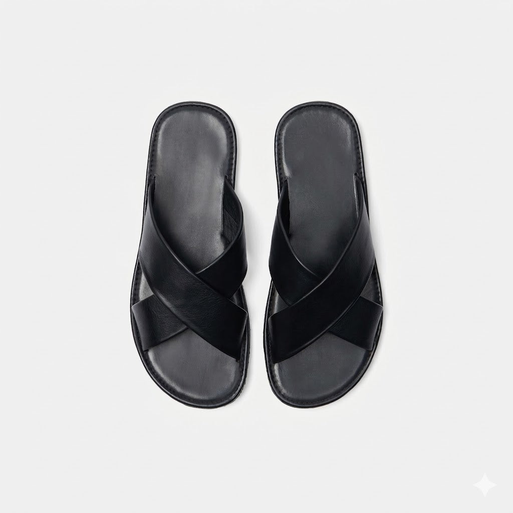Taurean Black Crisscross Slide - SL Last