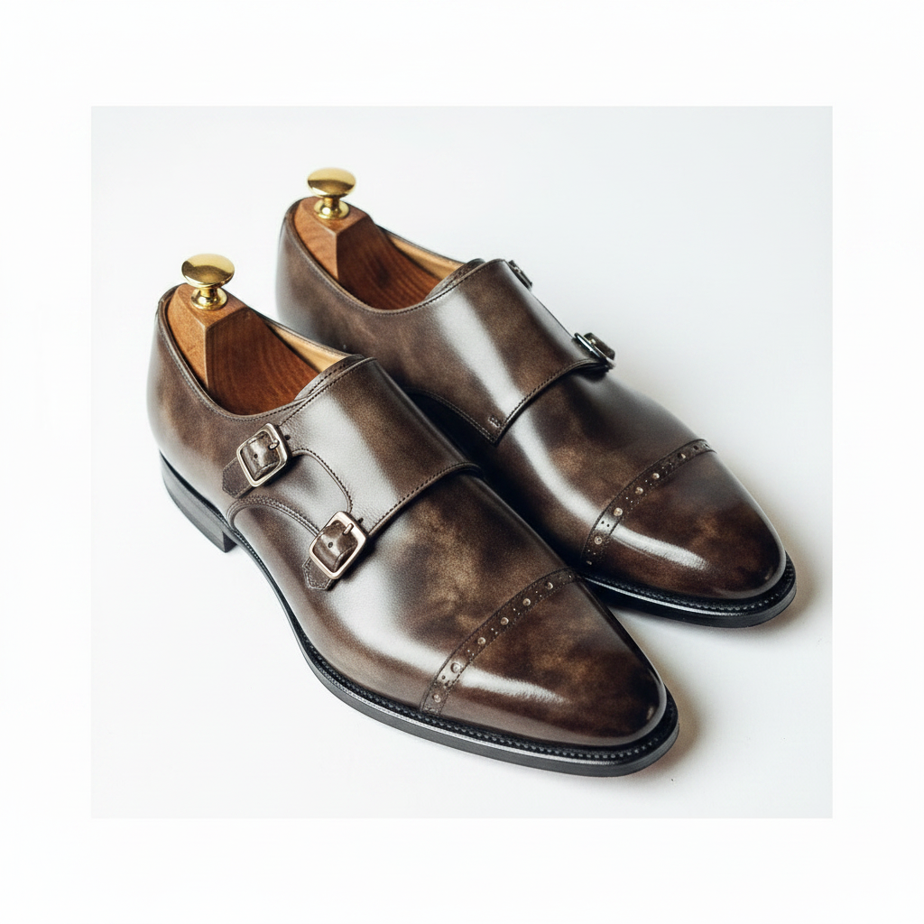 Hand-Lasted Cap Toe Double Monk - Caruso Last