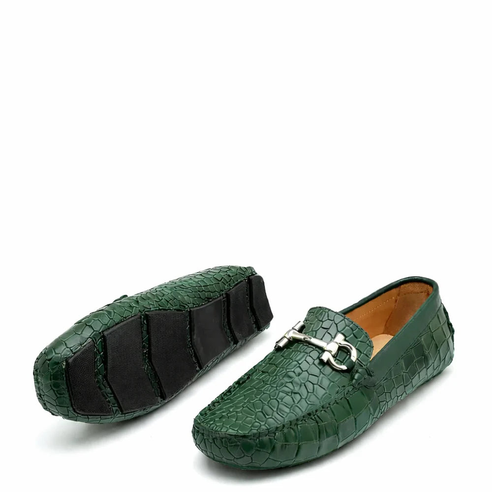 Lewis Croc Embossed Driving Loafer - Monaco Last