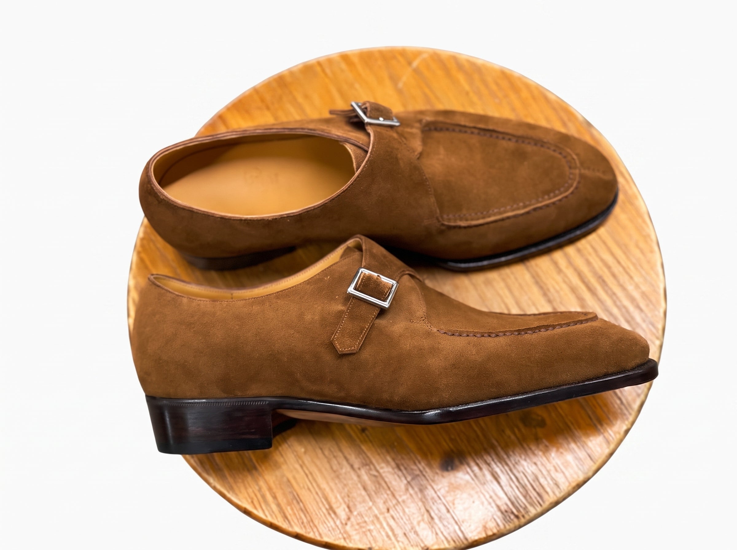 Mikal Hand Lasted Brown Apron Toe Single Monk - Bastion Last