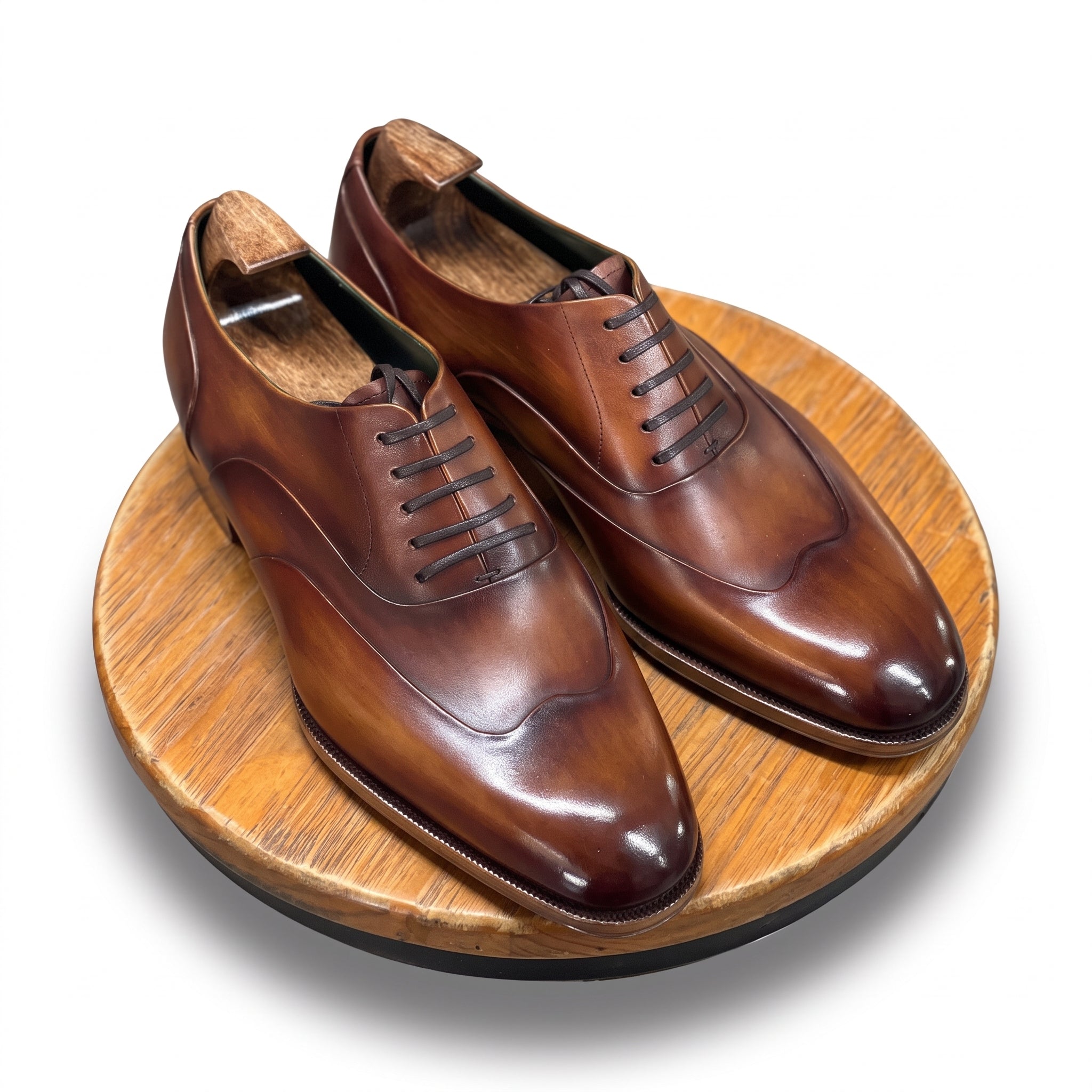 Cason Brown Patina Curved Cap Oxford - Bastion Last