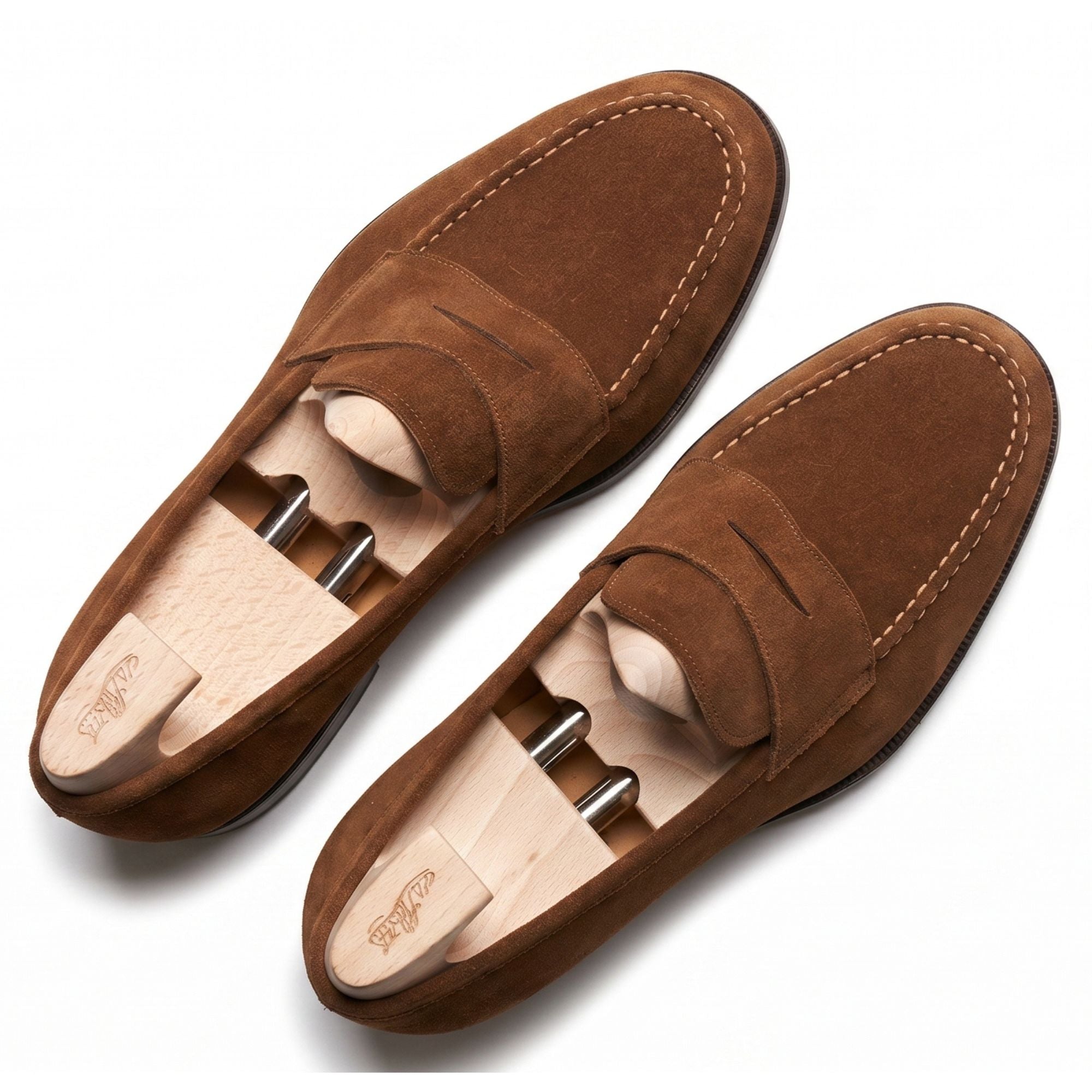 The Bruno Hand-Lasted Suede Penny Loafer - Caruso Last