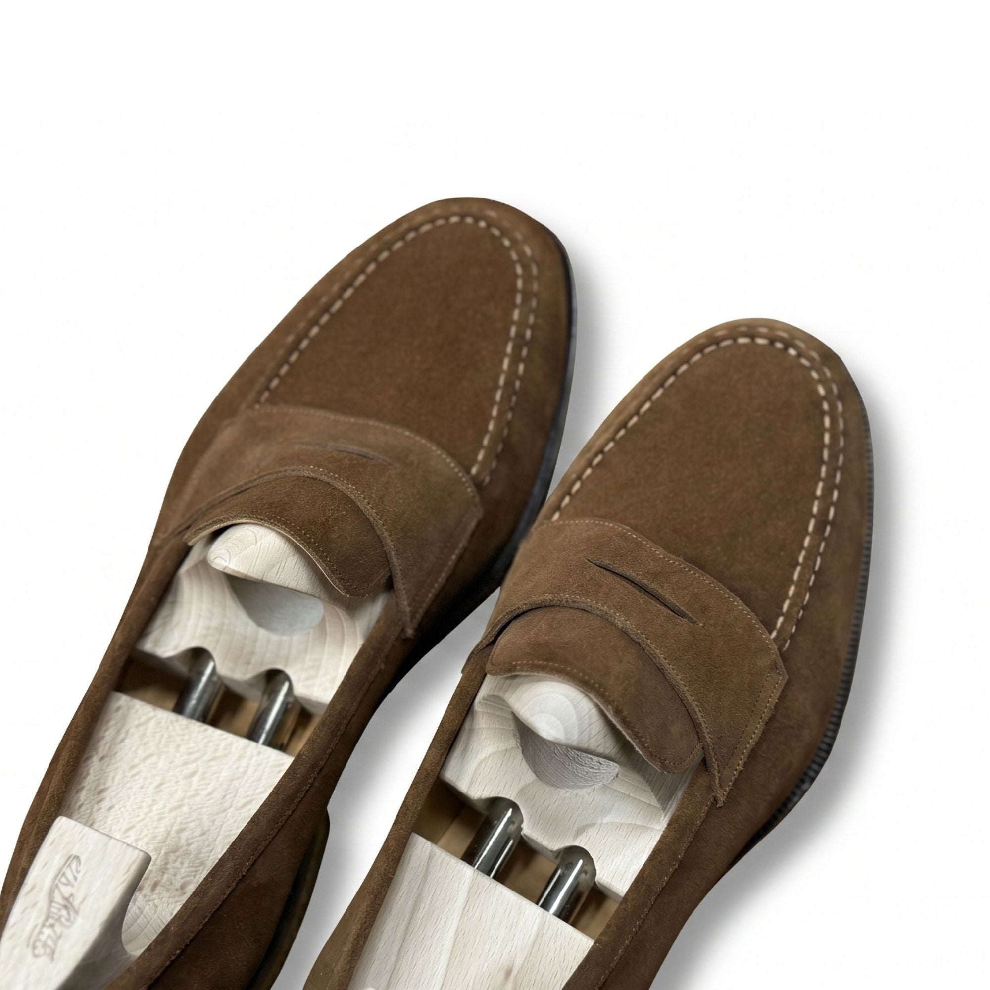 The Bruno Hand-Lasted Suede Penny Loafer - Caruso Last