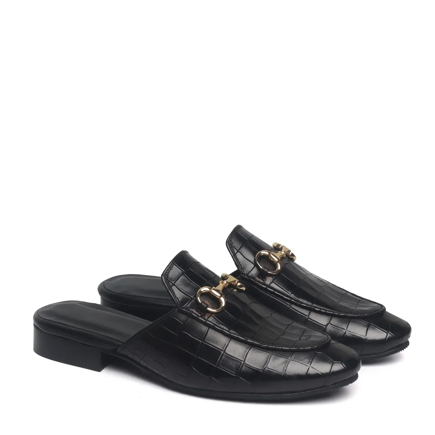 Torino Black Croc Embossed Mule - Bastion Last