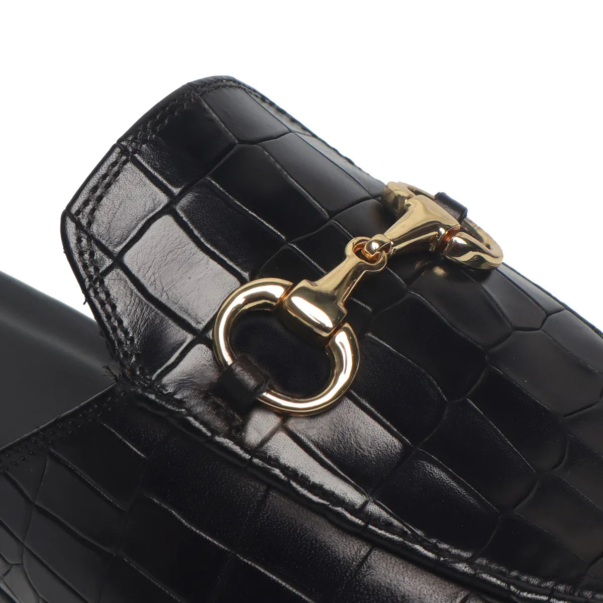 Torino Black Croc Embossed Mule - Bastion Last