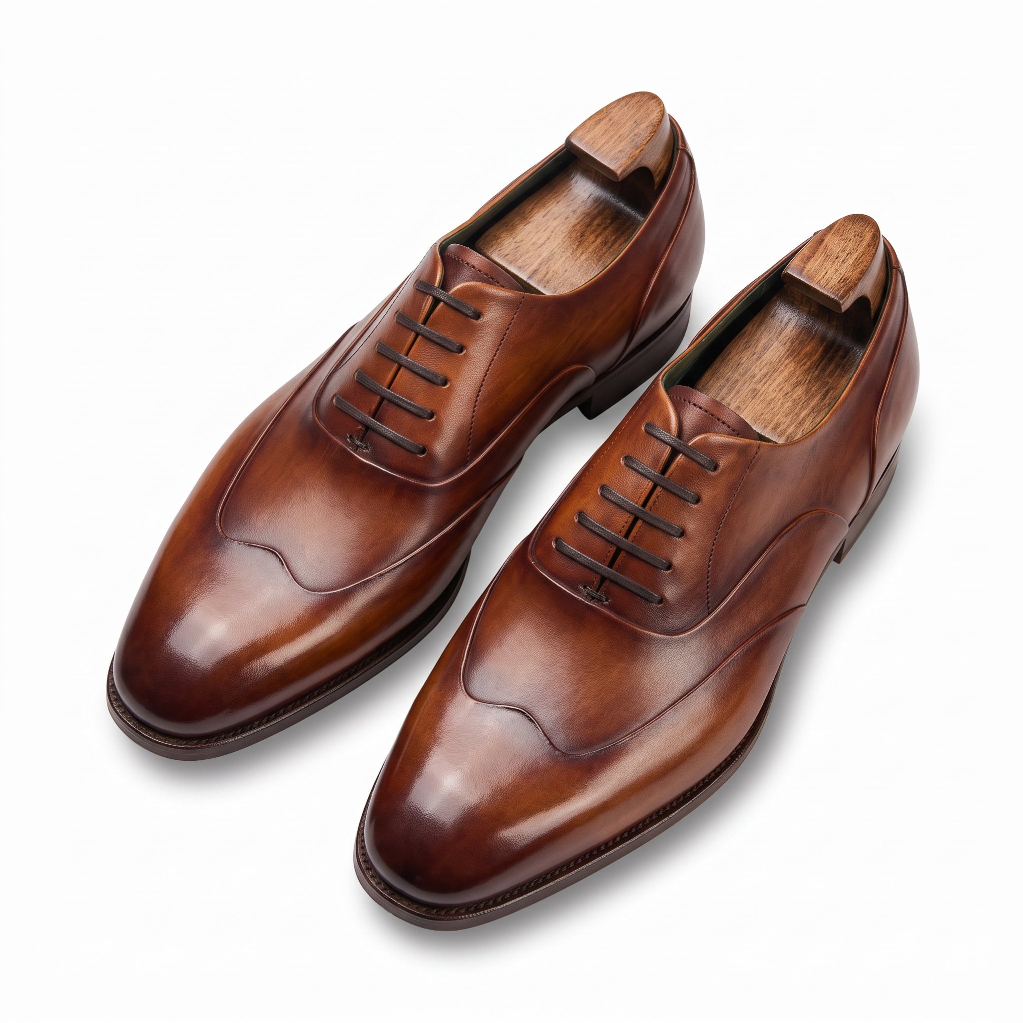 Cason Brown Patina Curved Cap Oxford - Bastion Last