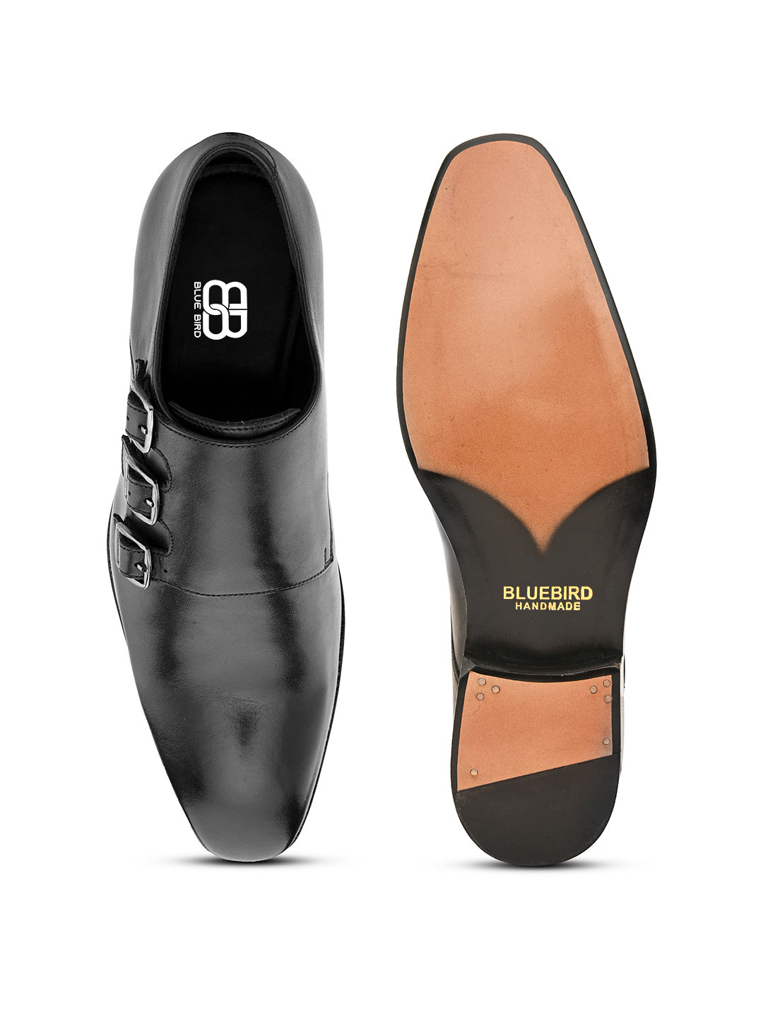 Polished Black Goodyear-Welted Monk Strap Shoes