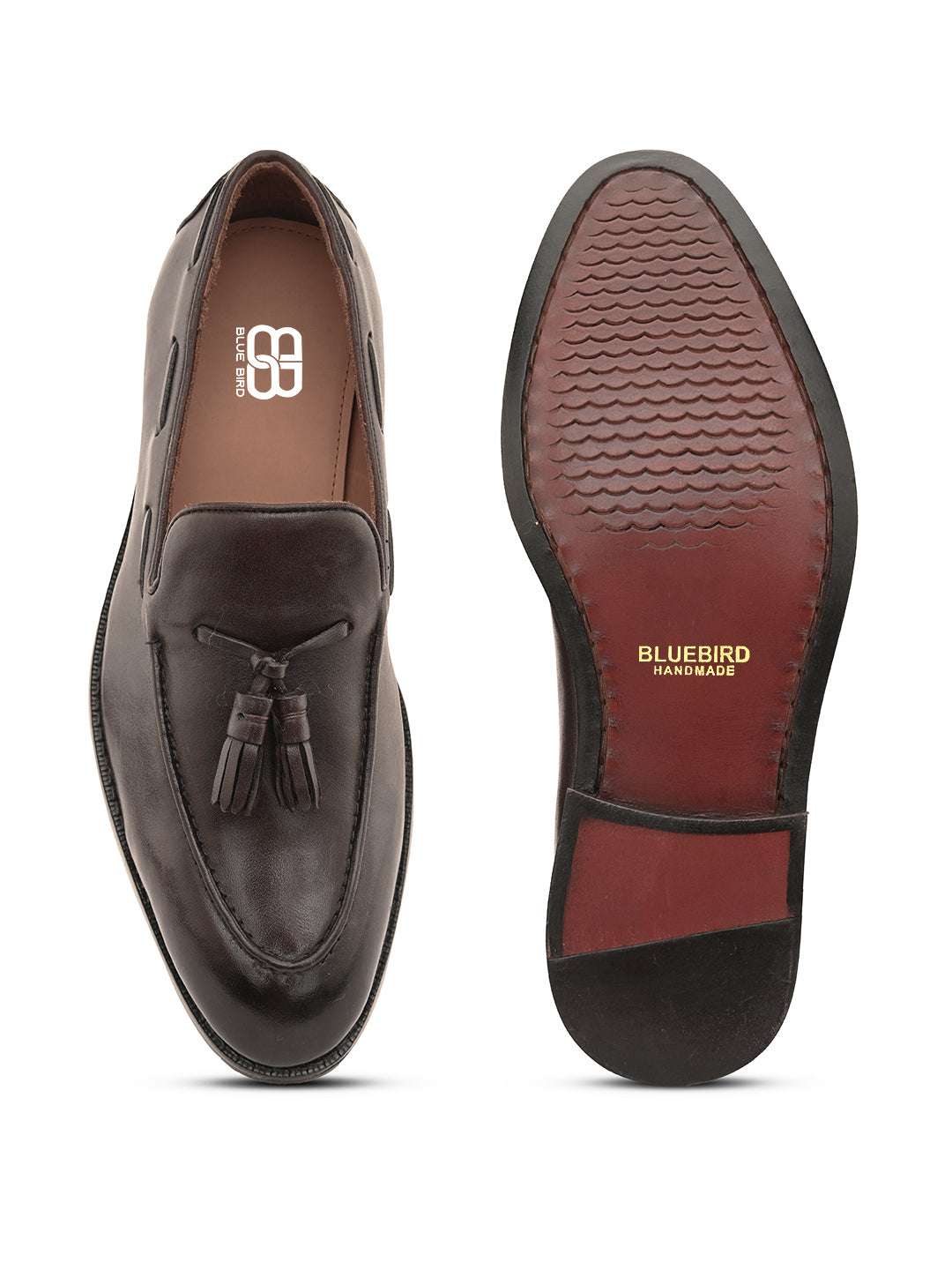 Dark Brown Tassel Loafers Stitched Leather Shoes for Timeless Elegance