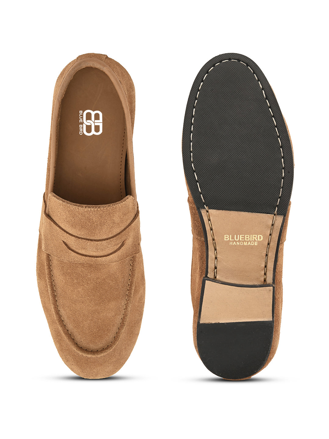 Stylish Cow Suede Loafers Stitched Brogues with Leather Sole