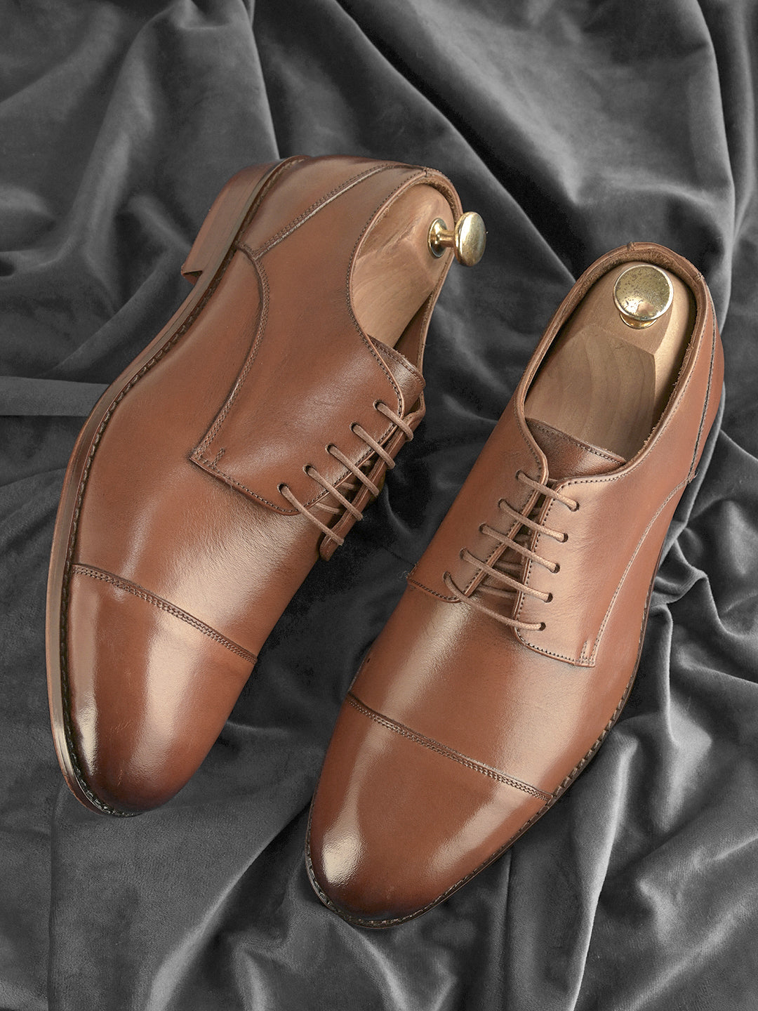 Refined Brown Stitched Leather Shoes