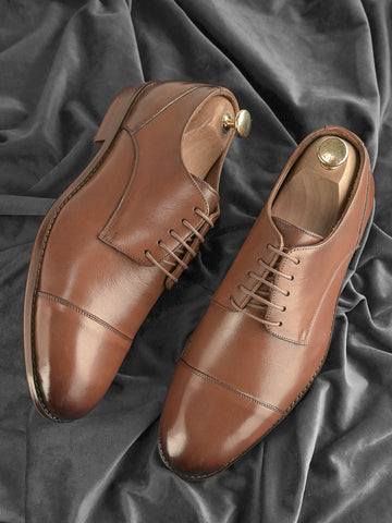Refined Brown Stitched Leather Shoes