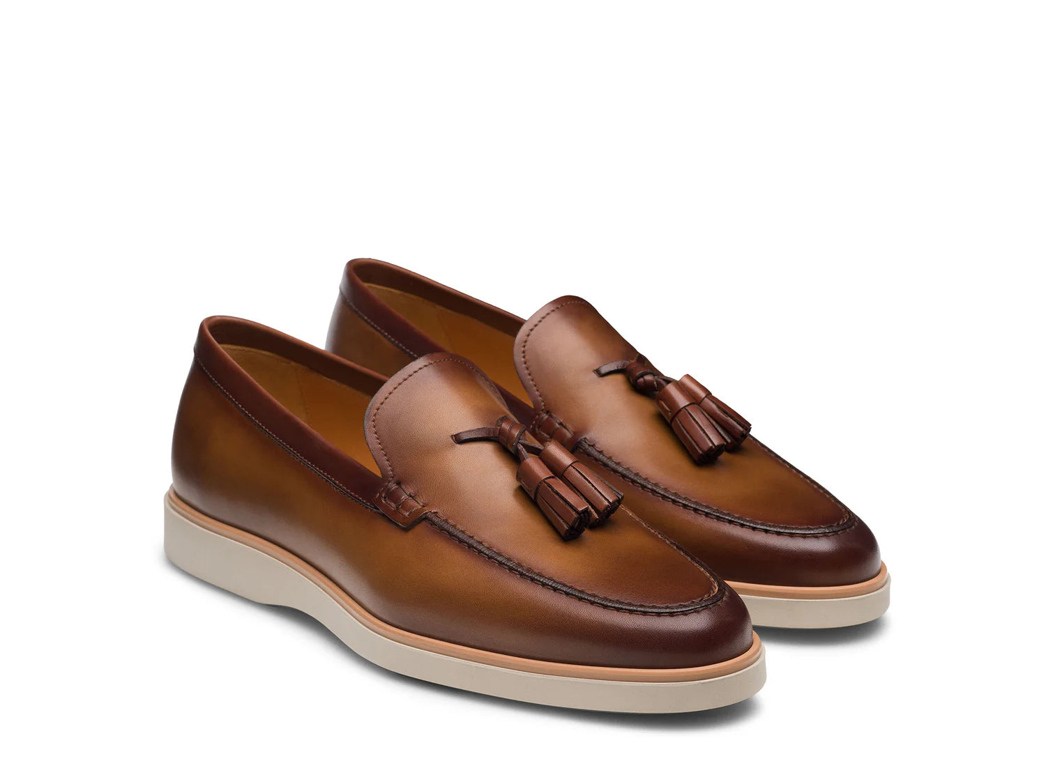 Perseo Tobacco Burnished Tassel Loafer - Caruso Last
