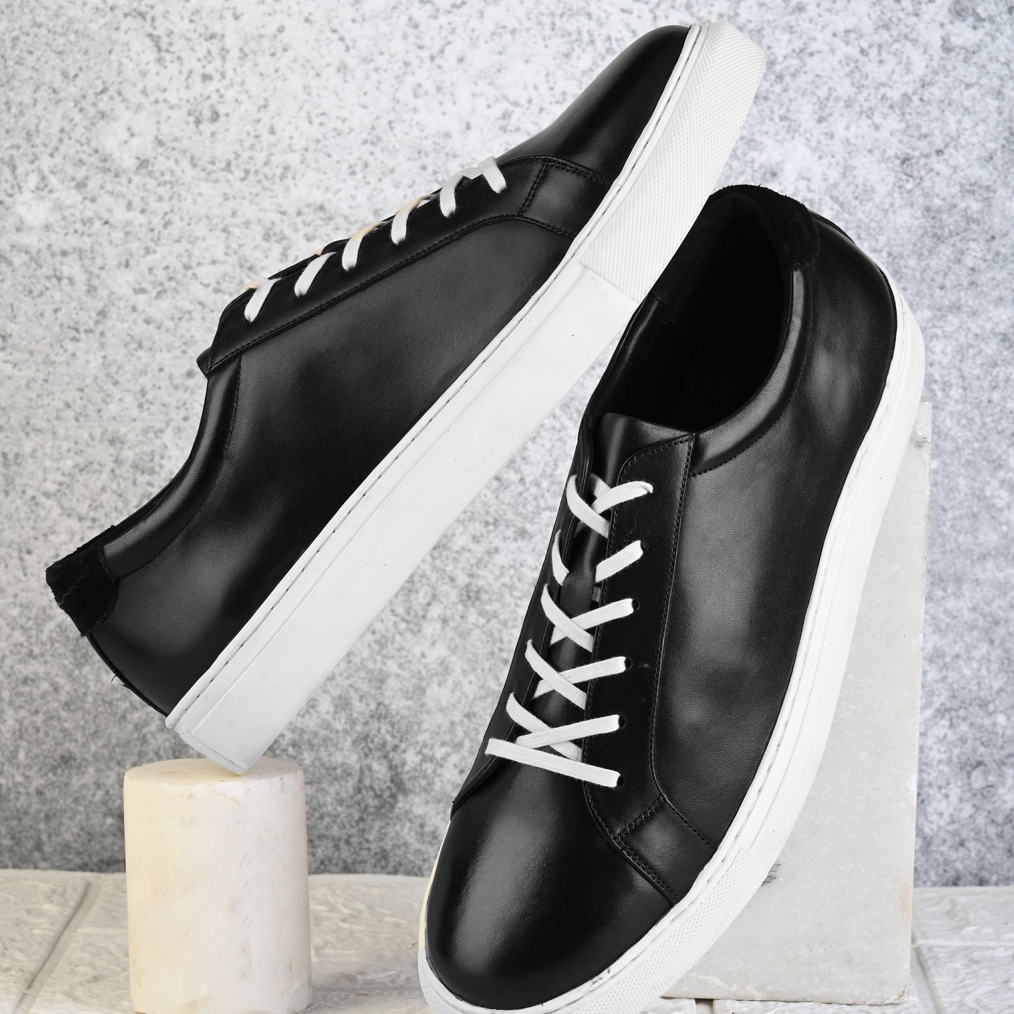 Black Crust Leather Sneakers