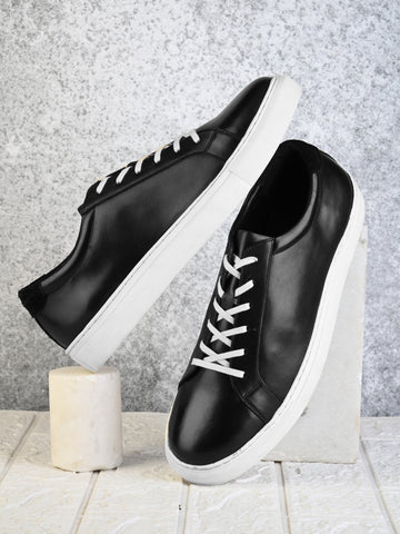 Black Crust Leather Sneakers