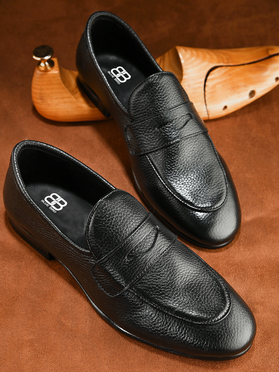 Black Leather Unlined Loafers