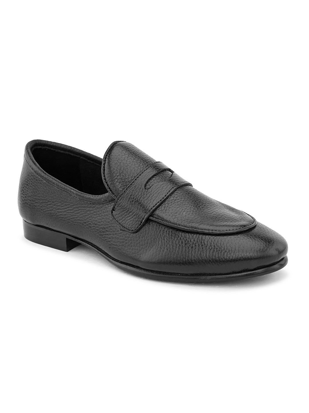 Black Leather Unlined Loafers