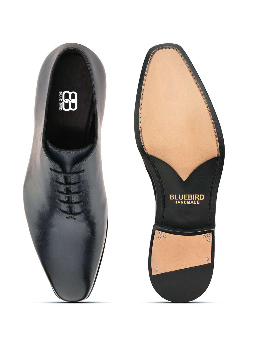 Black Whole Cut Leather Oxfords
