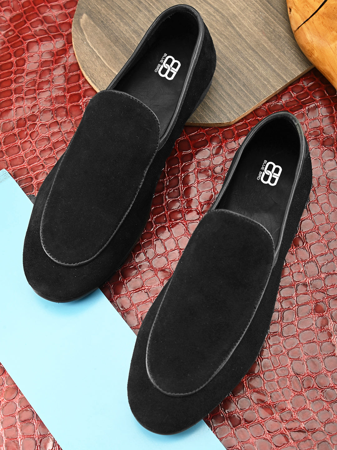 Black Suede Loafers with Crist Piping Stitched Shoes for Timeless Style