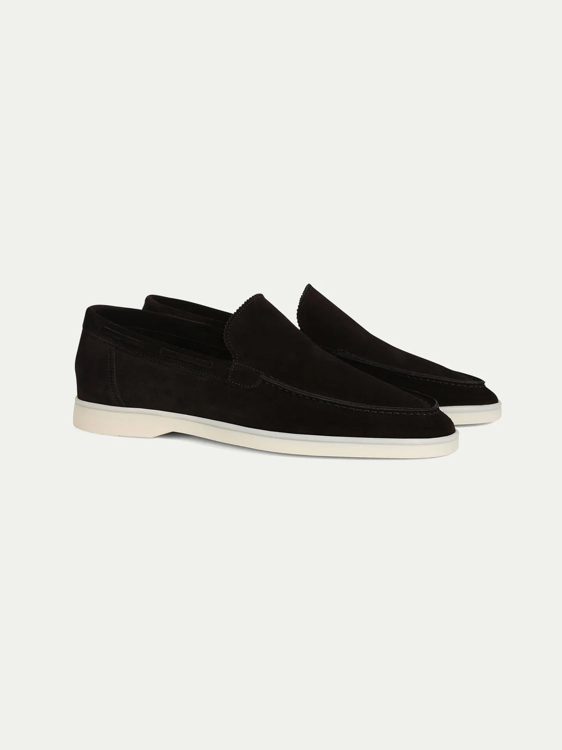 Black Suede Athena Yatch Loafers with White Soles