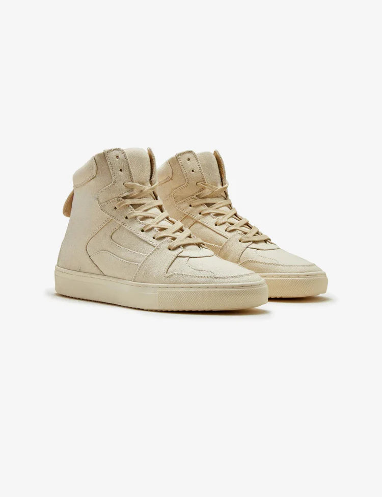 Beige Suede Leather High-Top Lace Up Sneaker - Sneaker Shoes