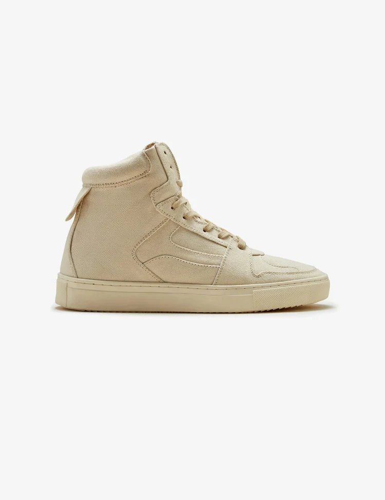 Beige Suede Leather High-Top Lace Up Sneaker - Sneaker Shoes