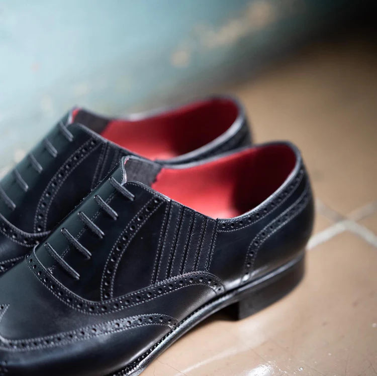 Black Leather Davos Opera Slip On Oxfords - Formal Shoes