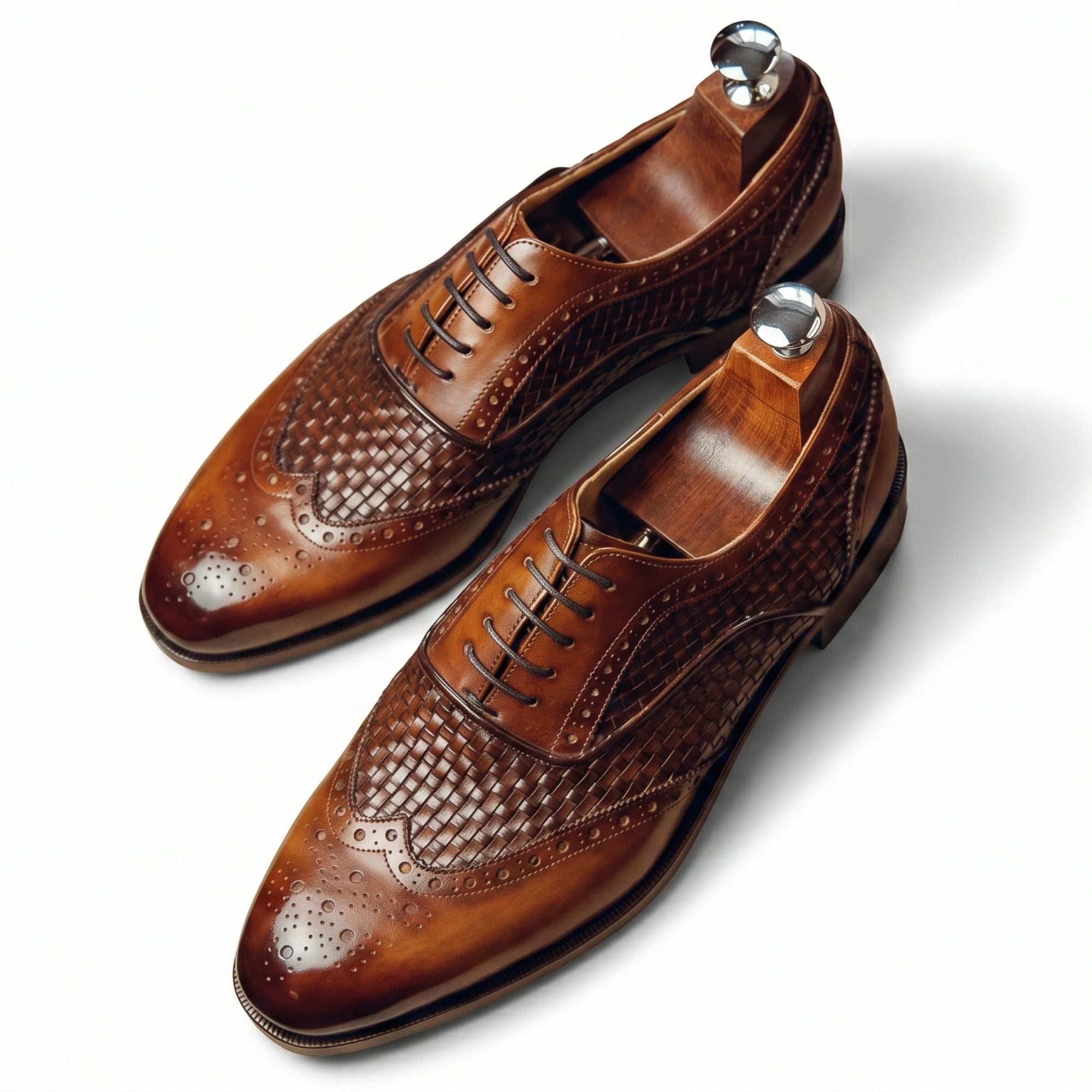 Hand-Lasted Woven Wingtip Oxford - Caruso Last