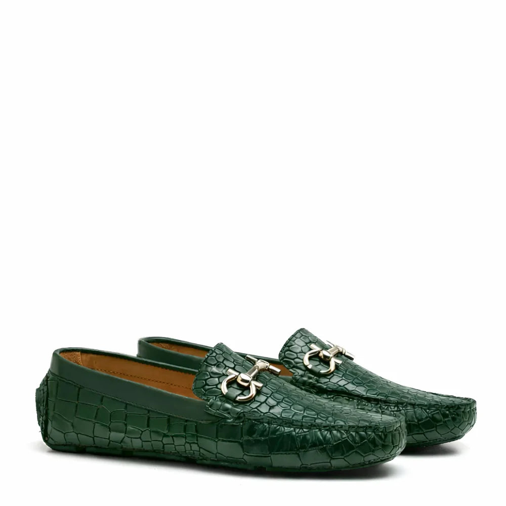 Lewis Croc Embossed Driving Loafer - Monaco Last