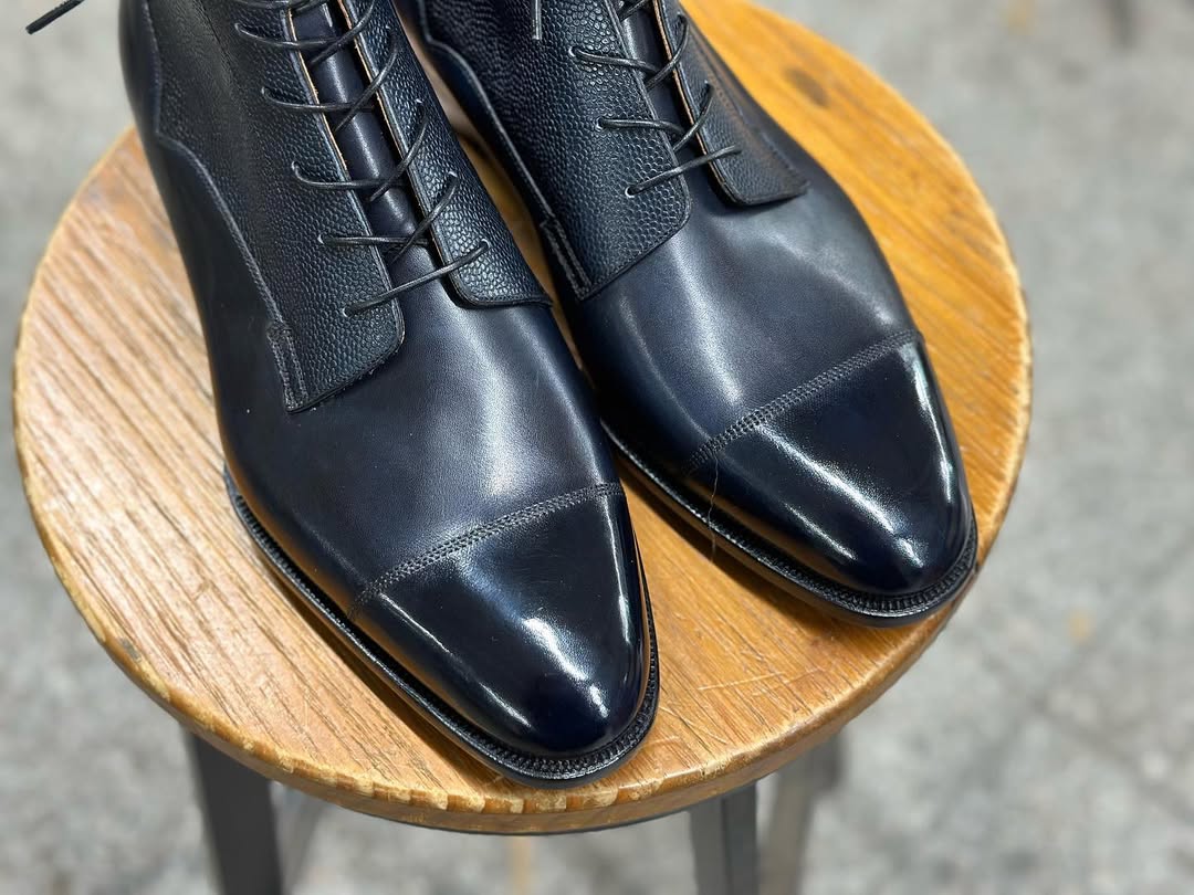 Jaxson Black Cap Toe Derby Boot - Caruso Last