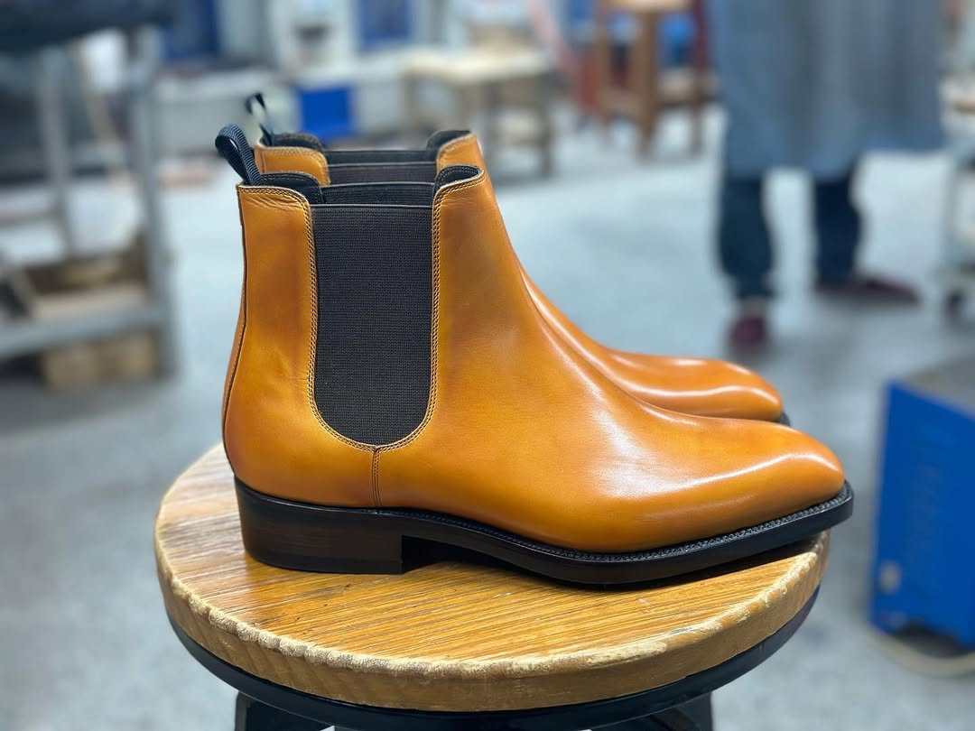 Maxi Yellow Brown Patina Chelsea Boot - Bastion Last