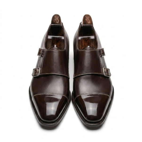 Mitchell Hand Lasted dark Brown Double Monk Strap - Caruso Last