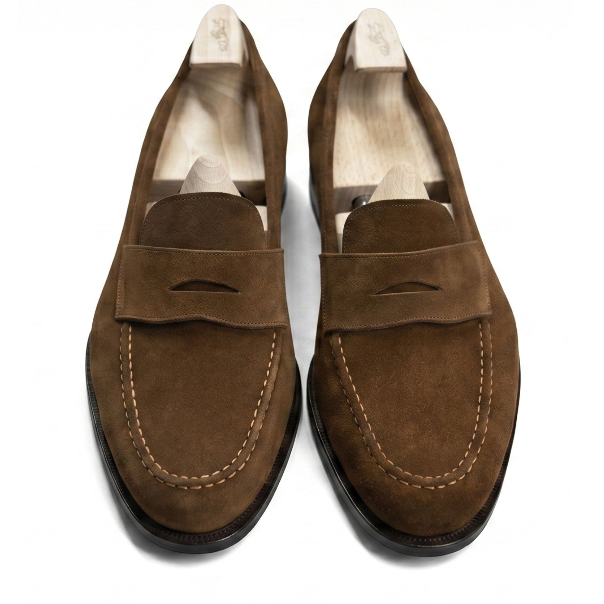 The Bruno Hand-Lasted Suede Penny Loafer - Caruso Last