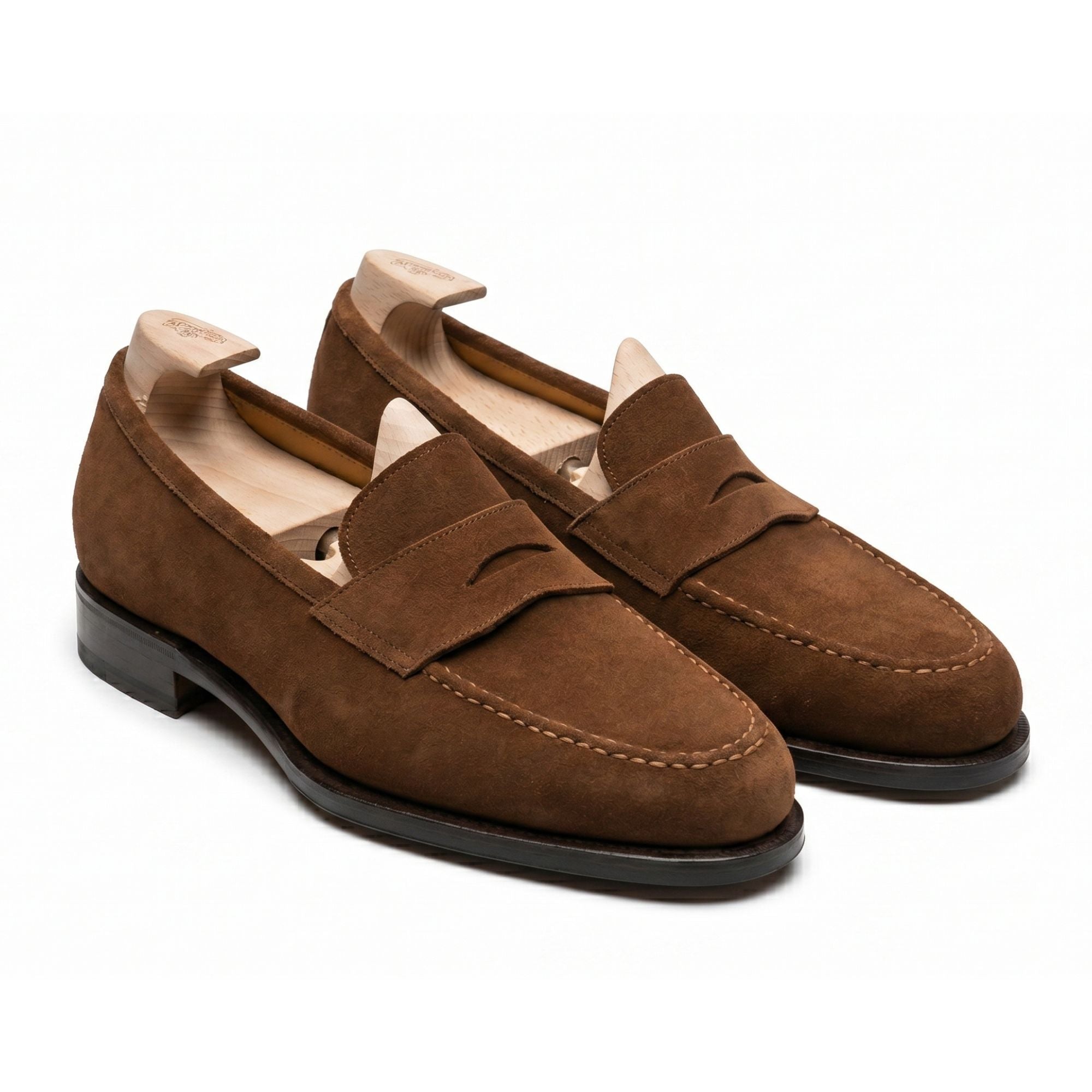 The Bruno Hand-Lasted Suede Penny Loafer - Caruso Last
