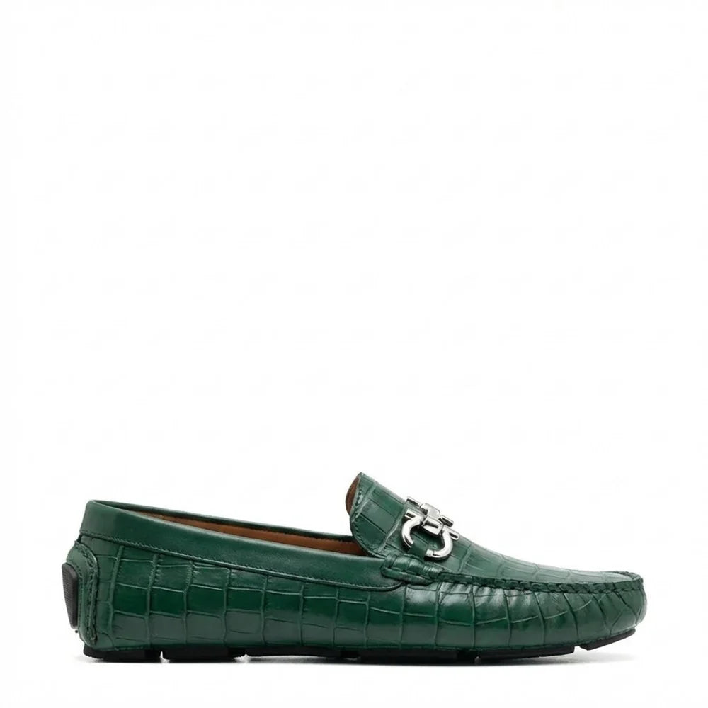 Lewis Croc Embossed Driving Loafer - Monaco Last