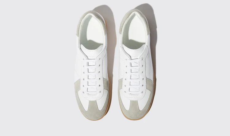White Leather and Grey Suede Devin Lace Up Sneakers - Sneaker Shoes