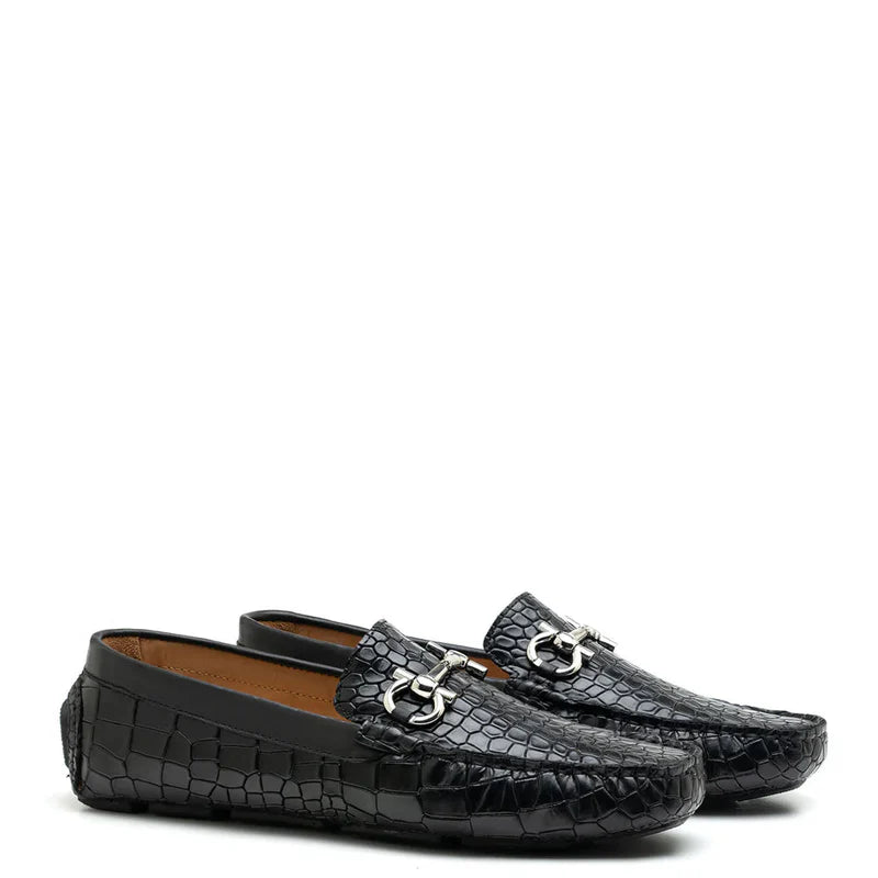 Lewis Croc Embossed Driving Loafer - Monaco Last