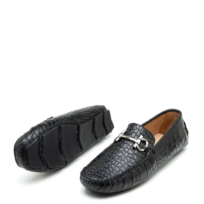 Lewis Croc Embossed Driving Loafer - Monaco Last